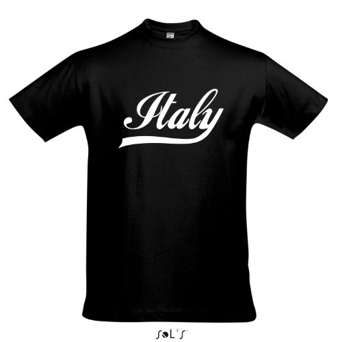 T-Shirt Italien Oldschool Italy LÄNDERSHIRT EM / WM FAN Trikot S-XXL , Deep black – weiß , XXL