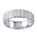 Bead Stripe Glittery Silver Mens Wedding Ring Band
