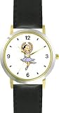 Blue Ballerina Ballet Dancer No.2 - WATCHBUDDY&reg; DELUXE TWO-TONE THEME WATCH - Arabic Numbers - Black Leather Strap-Children's Size-Small ( Boy's Size & Girl's Size )