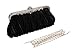 Bundle Monster Womens Vintage Satin Cocktail Party Handbag w/Shoulder Chain-BLACK