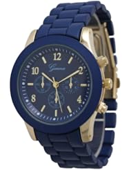 Geneva Boyfriend Chronograph Style Link Watch - Royal Blue