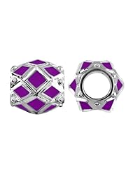 Storywheel® Purple Enamel Bead / Charm in 925 Sterling Silver
