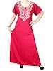 Boho Muumuu Caftan Dress Red Floral Embroidered Cotton Long Kaftans Nighty Xxl