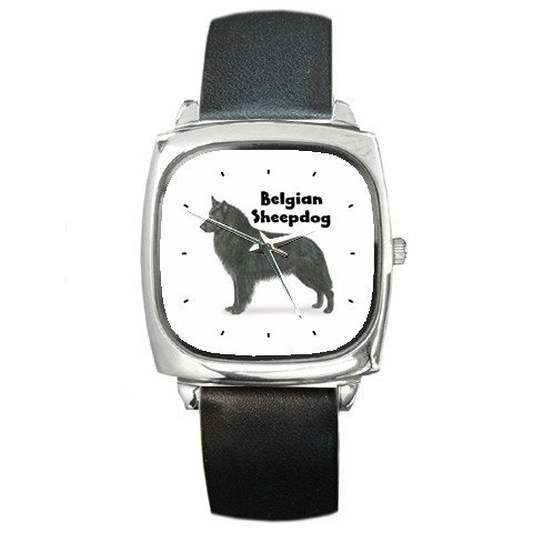 Belgian Sheepdog Square Metal Watch