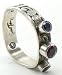 3-Stone Amethyst & Aquamarine Ring, 925 Sterling Silver Band, Size 7
