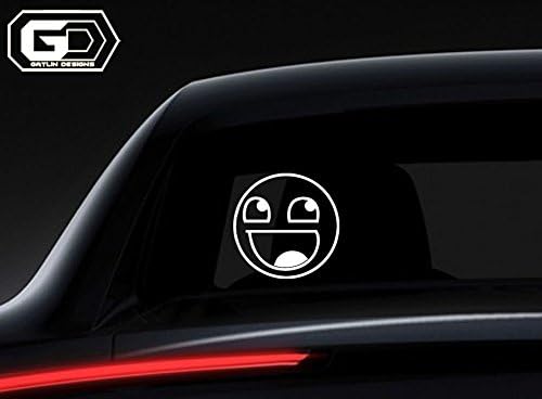 Epic Smiley Face White 6" High Quality Vinyl Car Truck SUV Apple Mac Book Laptop Wall Electronics Surface
