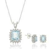 41Iv5gn aNL. SL160  Genuine Blue Topaz Earrings/Pendant Sterling Silver Jewelry Set