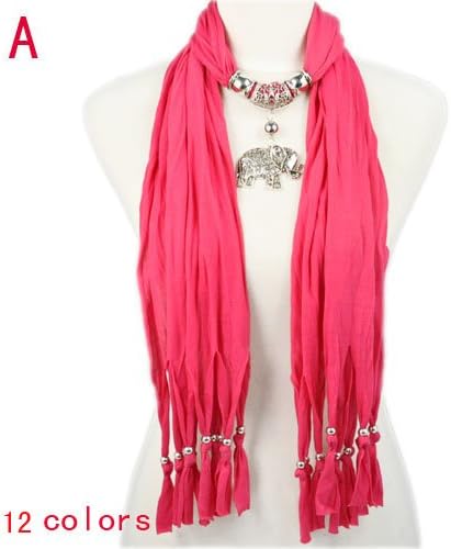 Christmas Gift Metal Charm Elephant Pendant Jewelry Scarf,12 Colors,nl-1788 (Color a)
