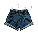 Lady Women Retro Girl High Waisted Oversize Crimping Boyfriend Jeans Shorts Pant