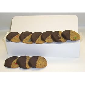 Scott's Cakes Half-Dipped M & M Cookies with Dark Chocolate in a White Gourmet Box
