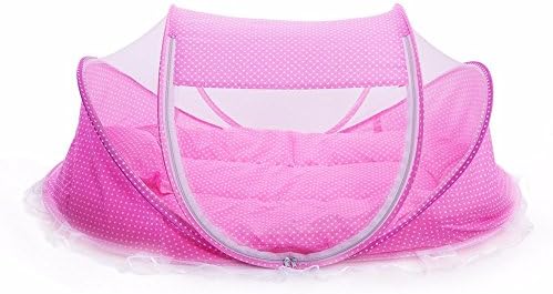 (pink) Folding Baby Crib 0-3 Years Baby Bedding Mosquito Net Portable Foldable Baby Bed Crib Mosquito Netting Cotton Sleep Travel Bed