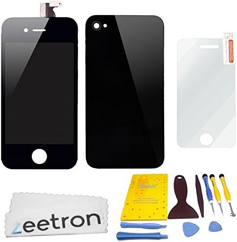 Zeetron Colorswap Color Conversion DIY Kit Black for iPhone 4 (Includes a Glass Screen Lcd Aseembly + Home Button + Back Door Assembly + Full Tool Kit &amp; Screw Mat + Screen Protector + Zeetron Microfiber Cloth) AT&amp;T ONLY (Do It Yourself Kit)