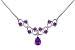 Unique 3.50 carats total weight Pear & Round Shape Amethyst Multi-Gemstone Necklace in Sterling Silver Rhodium Finish