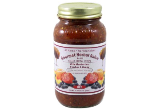 Gourmet All Natural Herbalist Salsa with Blueberries, Peaches & Honey (Hot, 26 Ounce) by The Herbalist