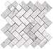 Carrara (Carrera) Bianco Polished 1x2 Herringbone Mosaic Tile