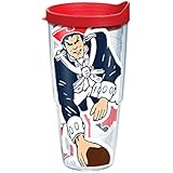 Tervis NFL New England Patriots Colossal Wrap Individual Tumbler with Red Lid, 24 oz, Clear