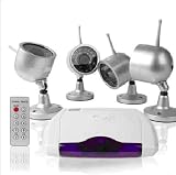 Electronics : 4 Wireless Camera Spy Infrared Night/Day Home CCTV Security System LED