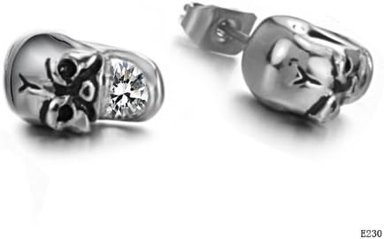 Fashion wholesale diamond-encrusted titanium funky skull stud earrings jewelry jewellery