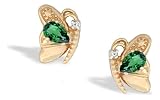 14K Yellow Gold Pear Created Emerald and Diamond Butterfly Earrings