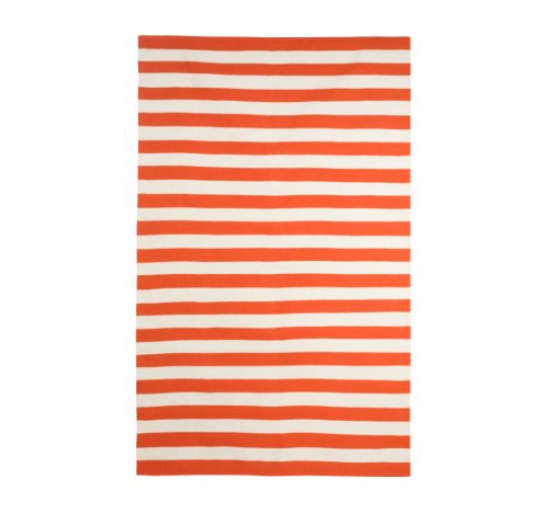 DwellStudio Draper Stripe Persimmon and Cream Rug, 5 by 8-Feet