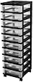 IRIS 10-Drawer Storage Rolling Cart with Organizer Top, Black