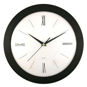 Timekeeper Products LLC 12-Inch Round Black Wall Clock with Roman Numerals