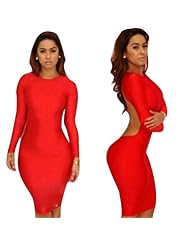 Plus Size Sexy Above the Knee Long Sleeves Polyester/Spandex Bandage Dress/Bodycon Dress/Club Dress/Party Dress/Mini Dress 