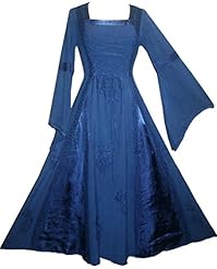 Corset   Waistline Rayon/Satin/Viscose Bell Sleeves Lace Embroidered Peasant Dress 