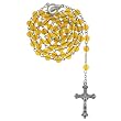 Yellow Beaded Link Rosary With Virgin Mary Centerpiece and 5mm Round Beads - 27'' Necklace - 19'' Overall Length