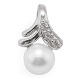 Akoya Pearl Pendant with Diamond in 14K White Gold