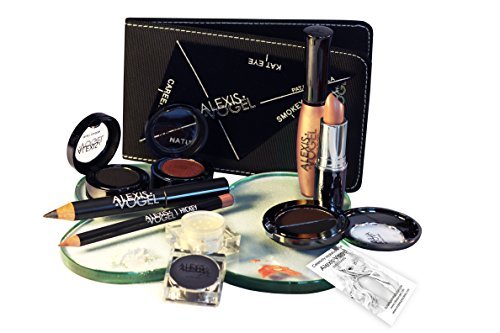 Best 9 Piece Makeup Kit by Celebrity Makeup Artist for a Variety of Looks for Lips and Eyes - Alexis Vogel Pammie Essentials Kit - Includes Eye Liner Pencil, Cake Eye Liner in 2 Shades, Lip Gloss, Lipstick, Eyeshadow in 2 Shades, Eyeshadow Stencil, Highlighter Powder, and Lip Pencil - Create Perfect Smokey Eyes - At Home Makeover