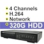 4 Channel DVR H.264 Network 320G Hard Drive DVR Digital Video Recorder for CCTV Surveillance Security System with 4 x Day & Night Version IR Security CCTV Camera
