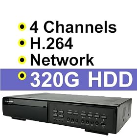 4 Channel DVR H.264 Network 320G Hard Drive DVR Digital Video Recorder for CCTV Surveillance Security System with 4 x Day & Night Version IR Security CCTV Camera