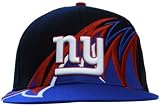 NFL Unisex Adult New York Giants "Slash" Flatbill Snapback Hat (Black/Dark Blue, One Size Fits Most)