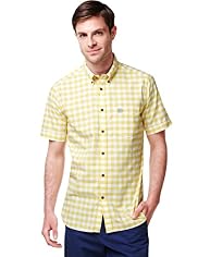Blue Harbour Pure Cotton Slim Fit Gingham Checked Oxford Shirt