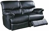 Leona 2 Seater Black Recliner Luxury Leather Sofa