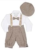 Just Darling ~ Boys Brown Houndstooth Knicker & Suspender set ~ Bow Tie and Suspenders too!
