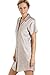 Camille Womens Luxurious Knee Length Mocha Print Satin Nightshirt