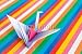 Wallmonkeys Peel and Stick Wall Decals - An Origami Bird on a Colorful Stripes Background. - Removable Graphic