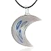 Purple Crescent Moon Murano Glass Necklace Pendant