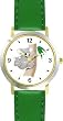 Mother Koala Bear with Baby on Tree - JP - WATCHBUDDY&reg; DELUXE TWO-TONE THEME WATCH - Arabic Numbers - Green Leather Strap-Size-Children's Size-Small ( Boy's Size & Girl's Size )