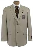Tasso Elba Mens Single Breasted 2 Button Solid Khaki 140s Wool Suit - Size 36R
