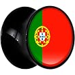 2 Gauge Black Acrylic Portugal Flag Saddle Plug