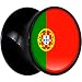 2 Gauge Black Acrylic Portugal Flag Saddle Plug