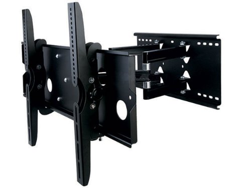 Mount-It! New Premium Universal Adjustable Tilting/Swiveling Articulating Full Motion Dual Aluminum Arm TV Wall Mount Bracket for LCD LED Plasma - Black (Max 175 lbs, 37~65* inch) *Max VESA 750x450 Haier TVs
