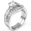 Sterling Silver Cubic Zirconia Wedding Ring Set