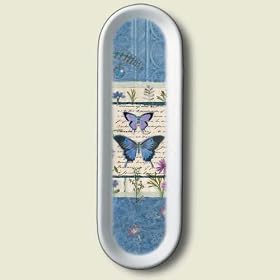 Blue WILDFLOWER BUTTERFLY Decorative Ceramic Spoon Rest