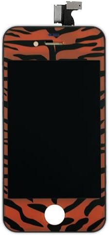 iPhone 4 (AT&amp;T/T-Mobile/GSM) Complete Front Screen / Glass Replacement Custom (Bengal Tiger Print with Black Border Frame)