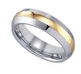 Two Tone Comfort Fit Tungsten and Gold Mens Wedding Band " Size 13 "