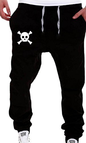 YUNY Men's Elastic Waistband Casual Boy College Pants Black US L